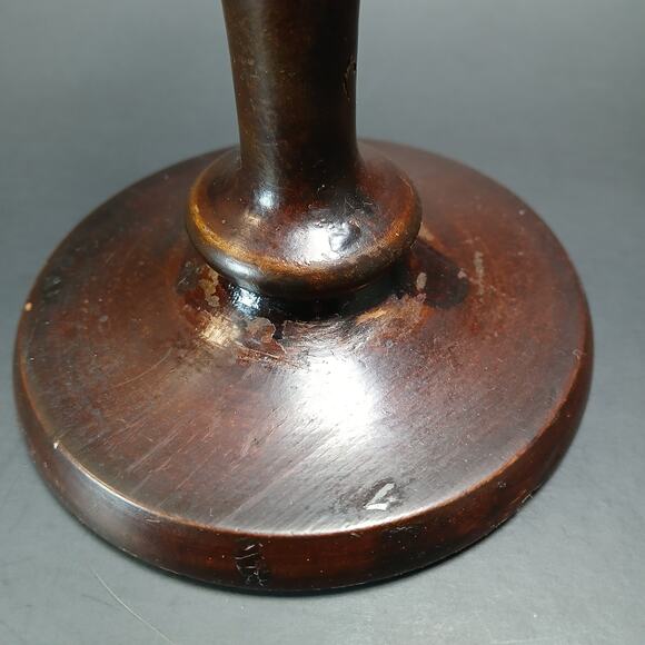 Vintage Wooden Taper Candle Holder, Unbranded Dark Wood Boho Chic 8" Candlestick - Picture 7 of 11